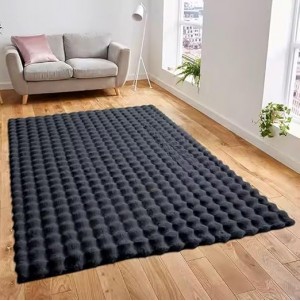 بديل سجاد فرو بابلز فاخره ناعمه وهظهر من حبيبات الدوتس المانع للانزلاق (اسود, 200×300سم تقريبأ)